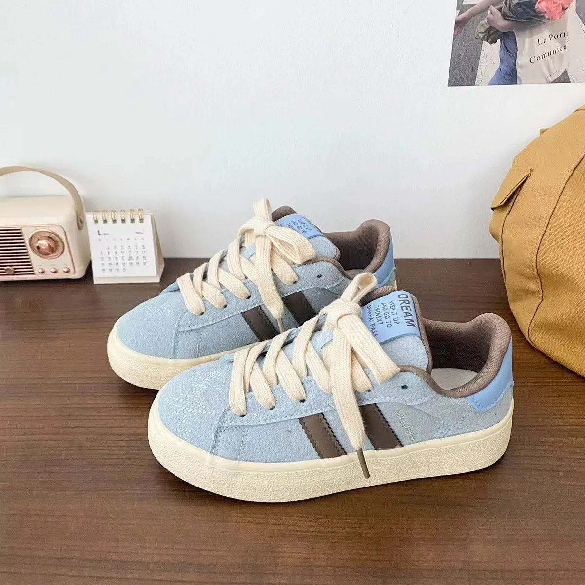 binfenxie  -  Retro Stripe Platform Sneakers for Women Fashion Casual Spring Autumn Board Shoes Female New Designer Zapatos De Mujer