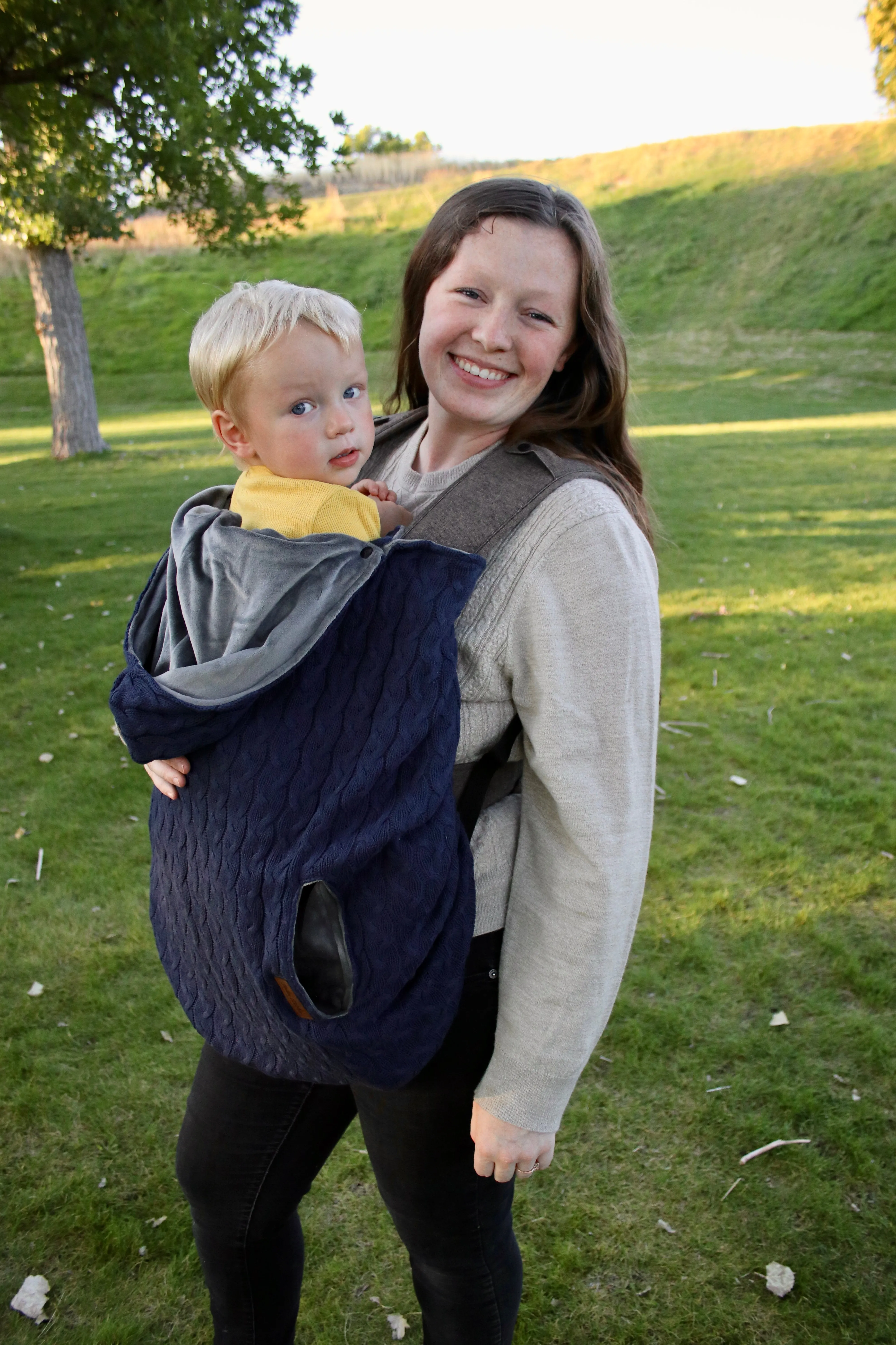 Blue Waffle- Sweater Knit Carrier Cover